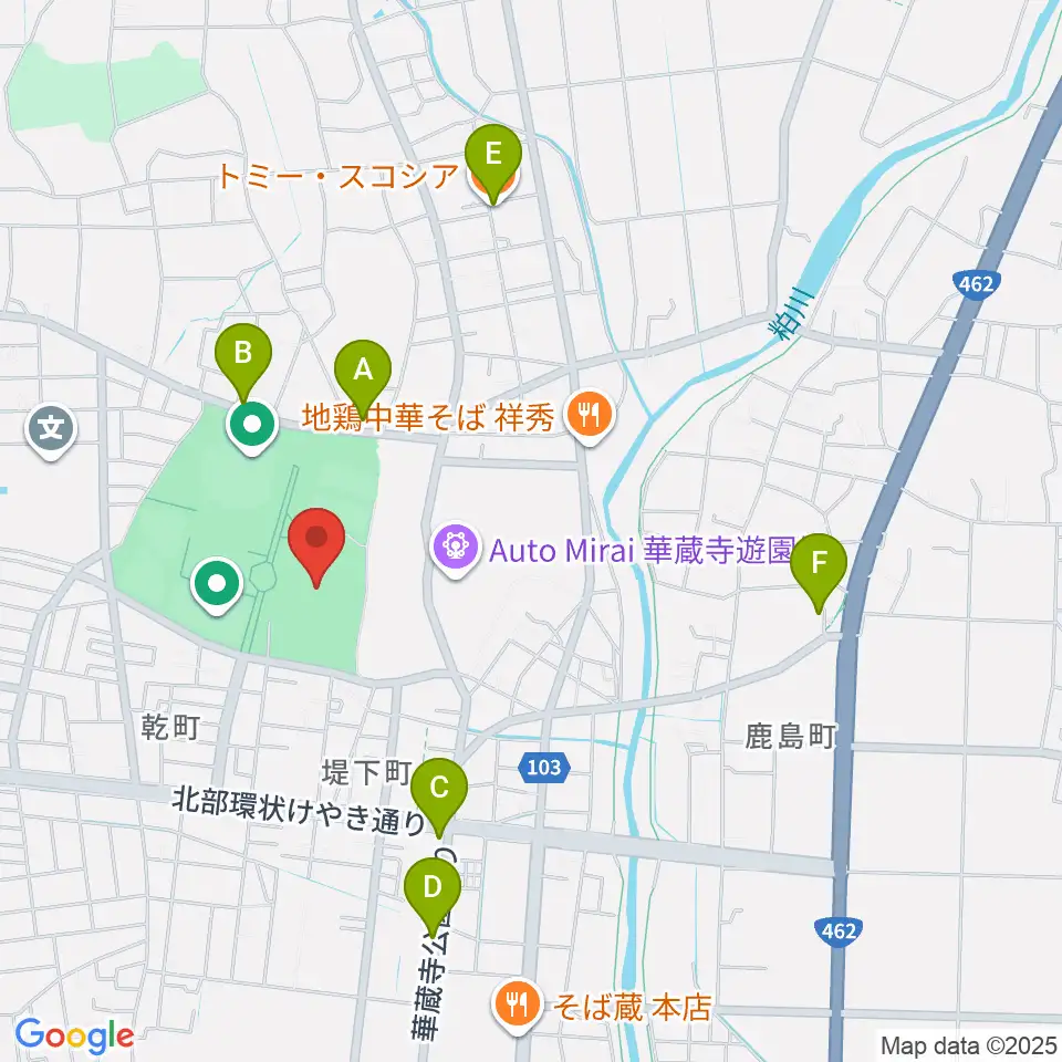伊勢崎市陸上競技場周辺のカフェ一覧地図