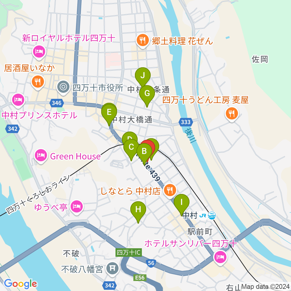 しまんとぴあ 四万十市総合文化センター周辺のカフェ一覧地図