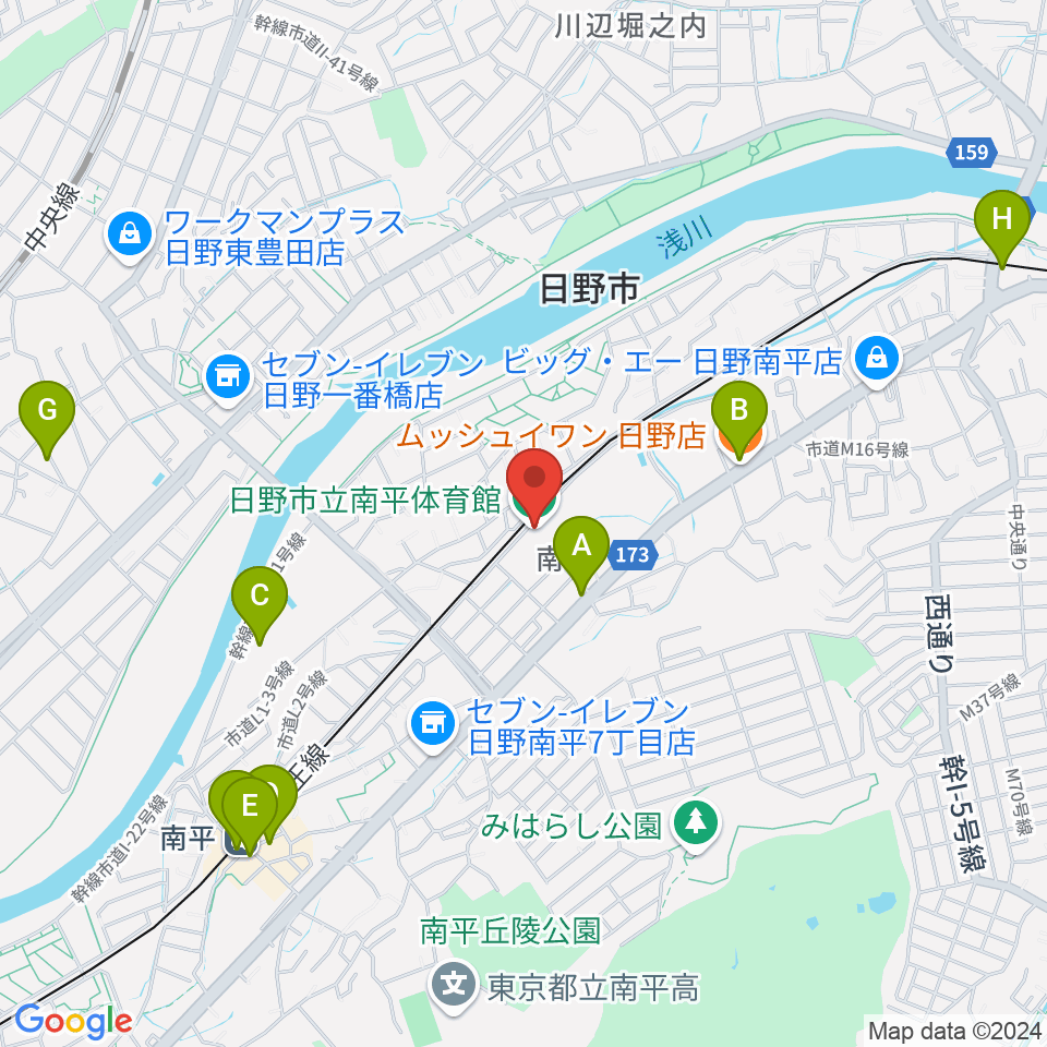 日野市立南平体育館周辺のカフェ一覧地図