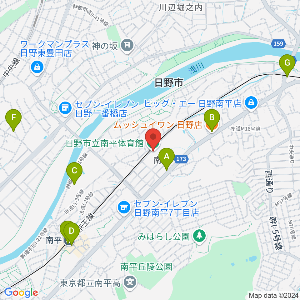 日野市立南平体育館周辺のカフェ一覧地図