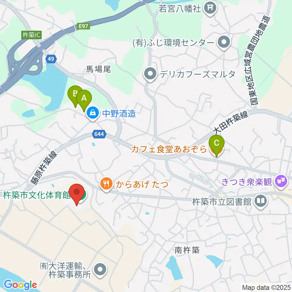 杵築市文化体育館周辺のカフェ一覧地図