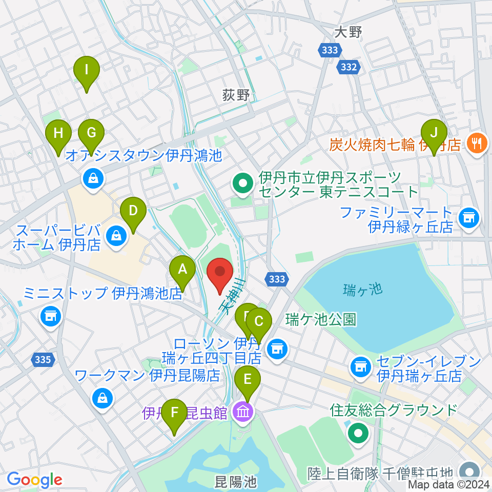 伊丹スポーツセンター体育館周辺のカフェ一覧地図