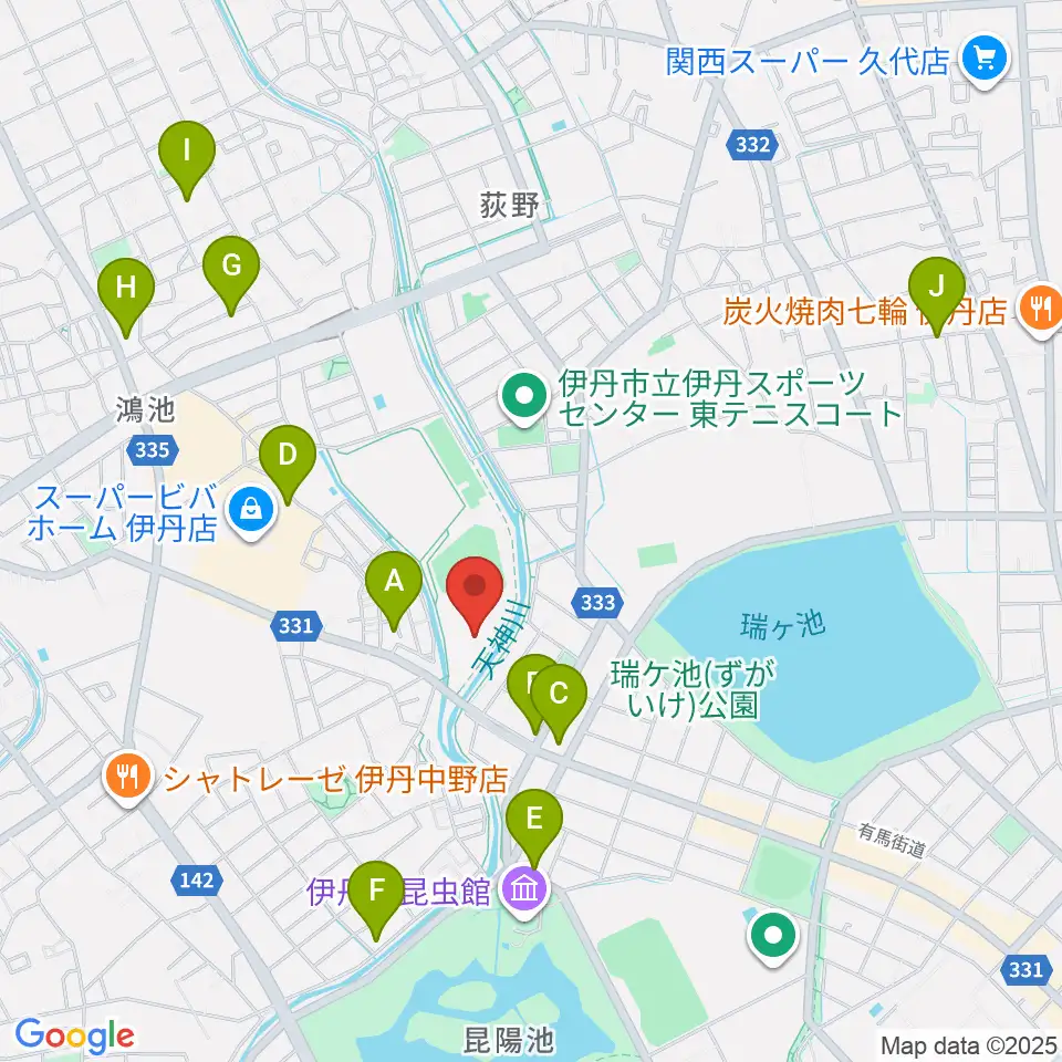 TOYO TIRES伊丹スポーツセンター体育館周辺のカフェ一覧地図
