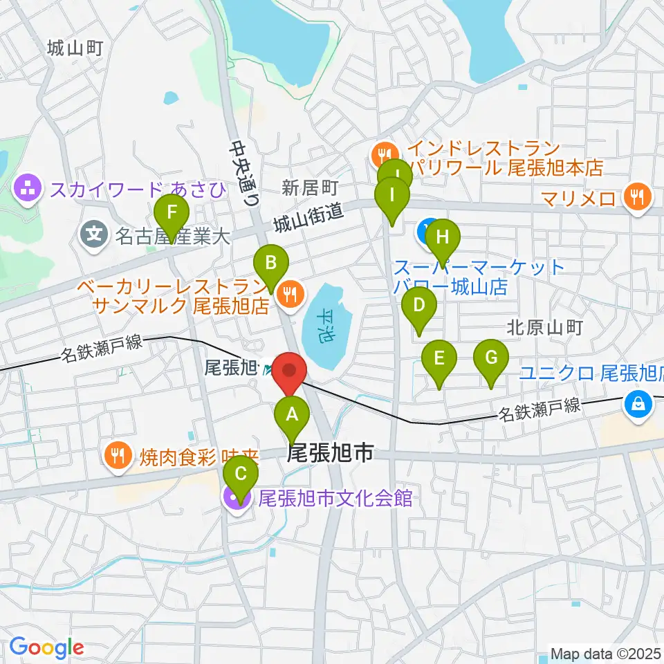 尾張旭市総合体育館周辺のカフェ一覧地図