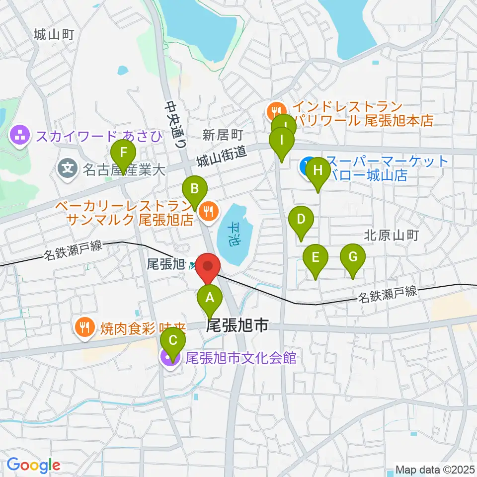 尾張旭市総合体育館周辺のカフェ一覧地図