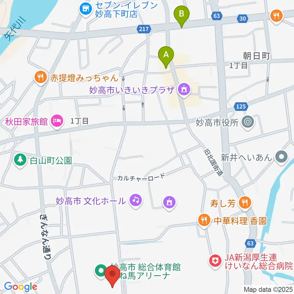 妙高市総合体育館はね馬アリーナ周辺のカフェ一覧地図