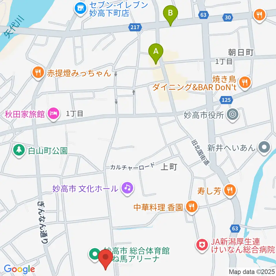 妙高市総合体育館はね馬アリーナ周辺のカフェ一覧地図