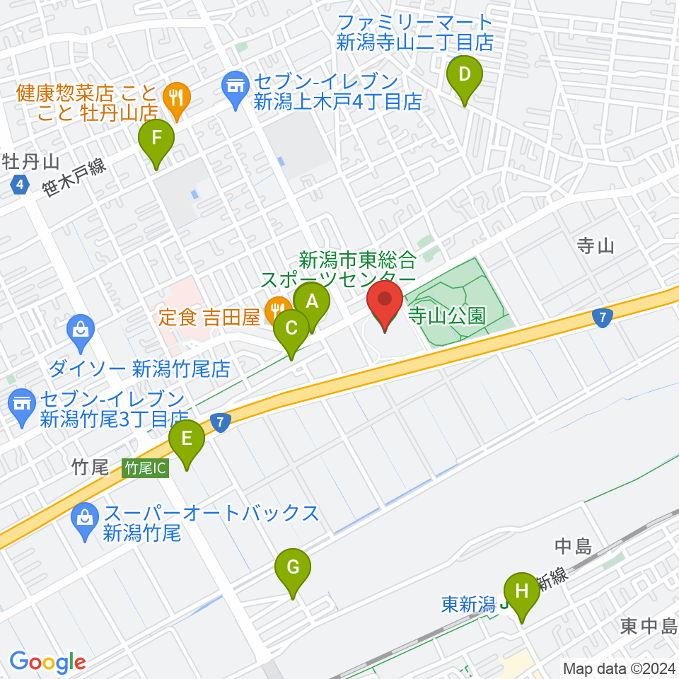 新潟市東総合スポーツセンター周辺のカフェ一覧地図