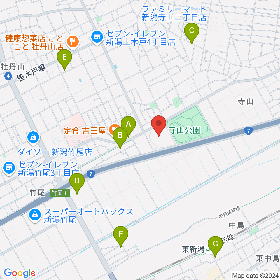 新潟市東総合スポーツセンター周辺のカフェ一覧地図