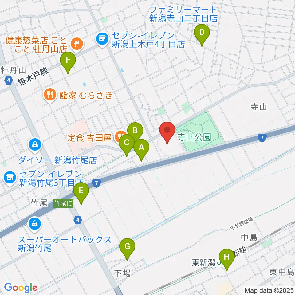 新潟市東総合スポーツセンター周辺のカフェ一覧地図