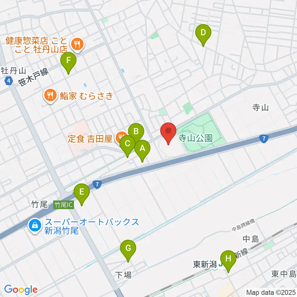新潟市東総合スポーツセンター周辺のカフェ一覧地図