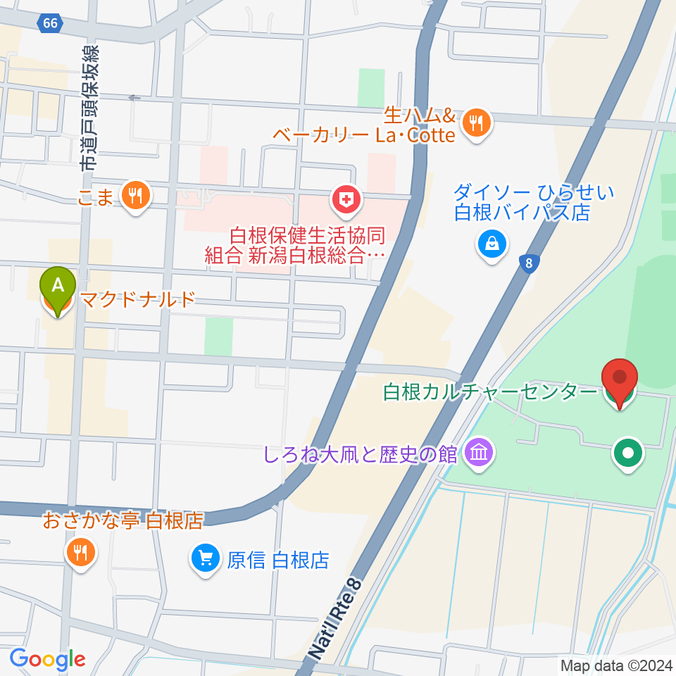 白根カルチャーセンター周辺のカフェ一覧地図