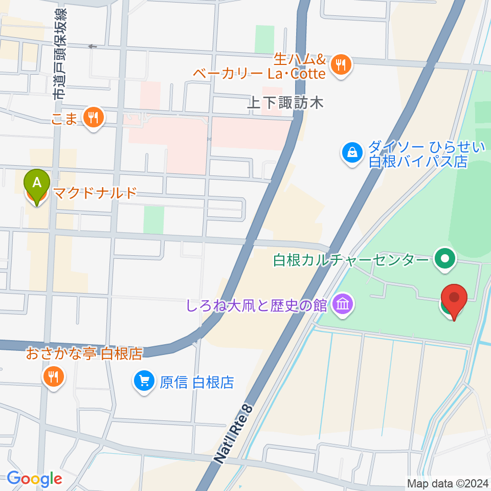 白根総合公園屋内プール周辺のカフェ一覧地図