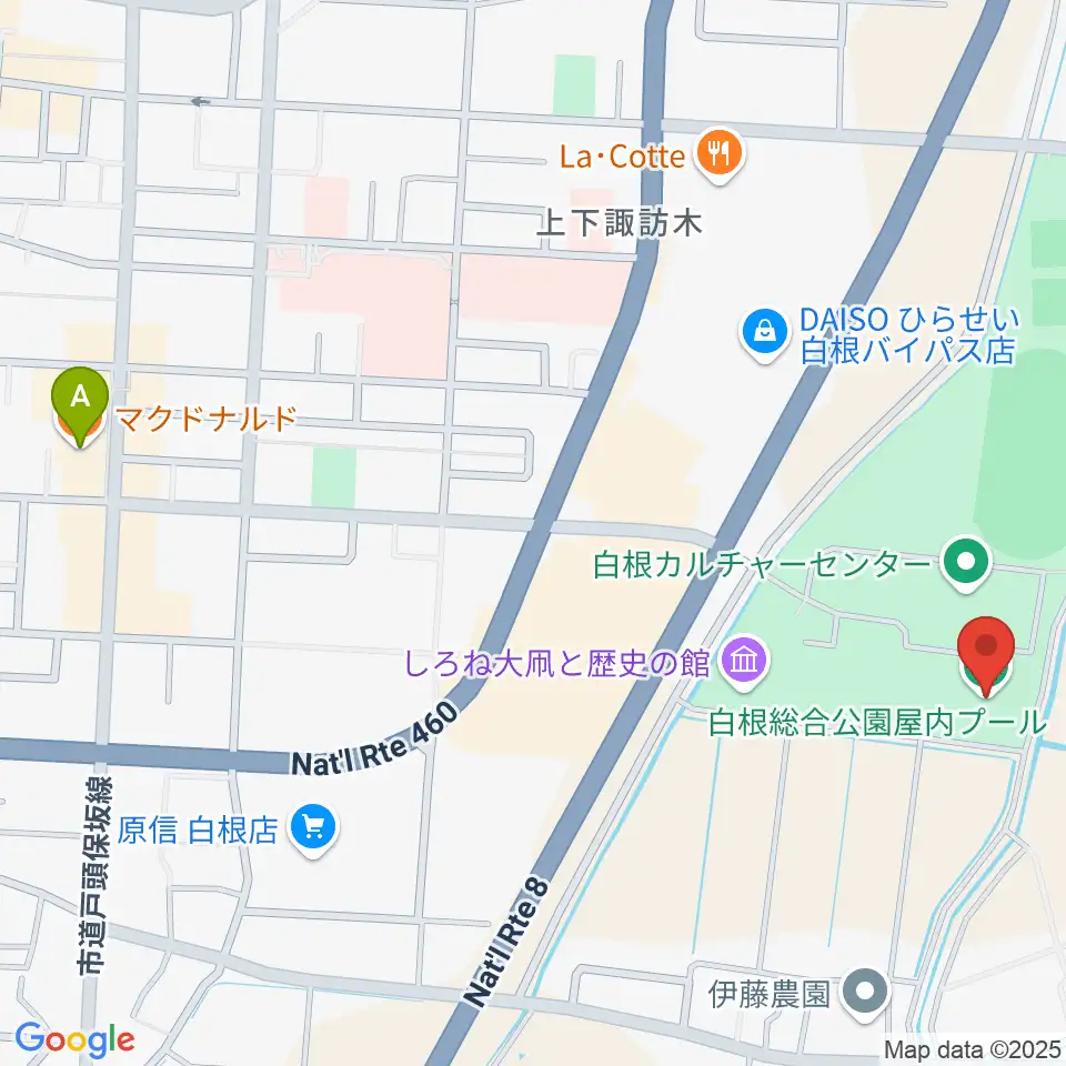 白根総合公園屋内プール周辺のカフェ一覧地図