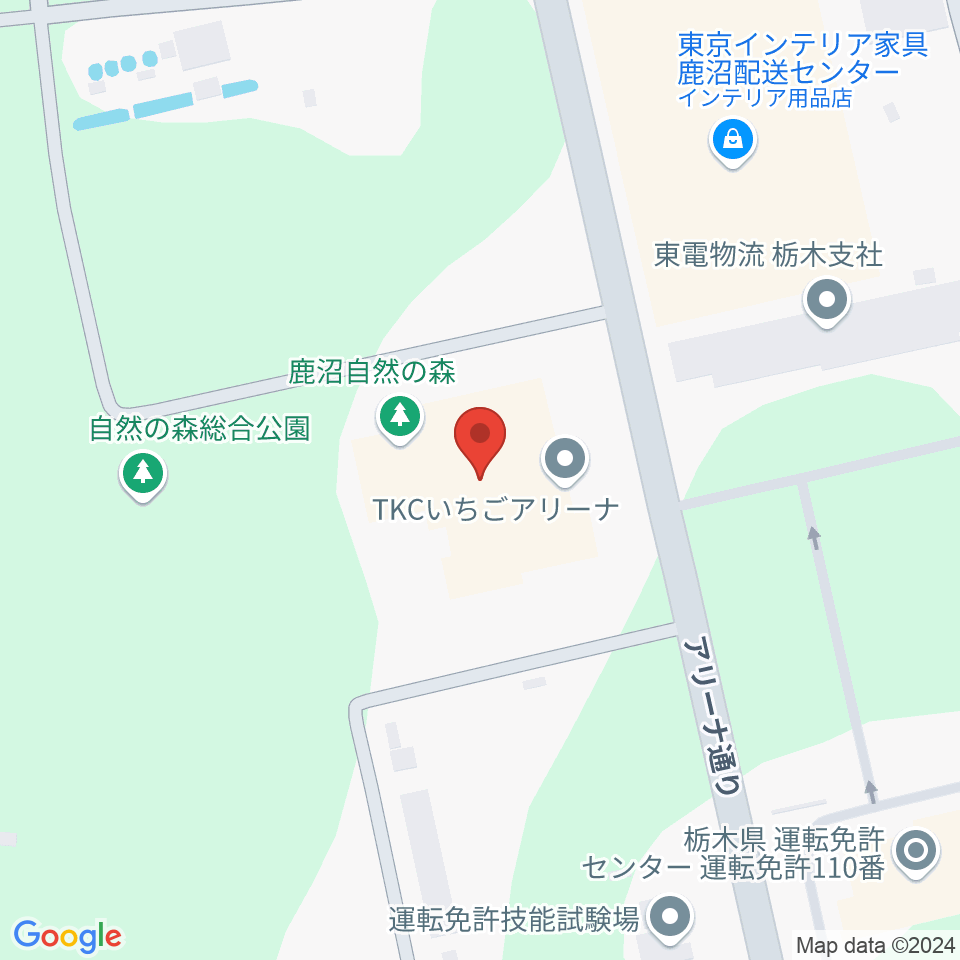 TKCいちごアリーナ周辺のカフェ一覧地図