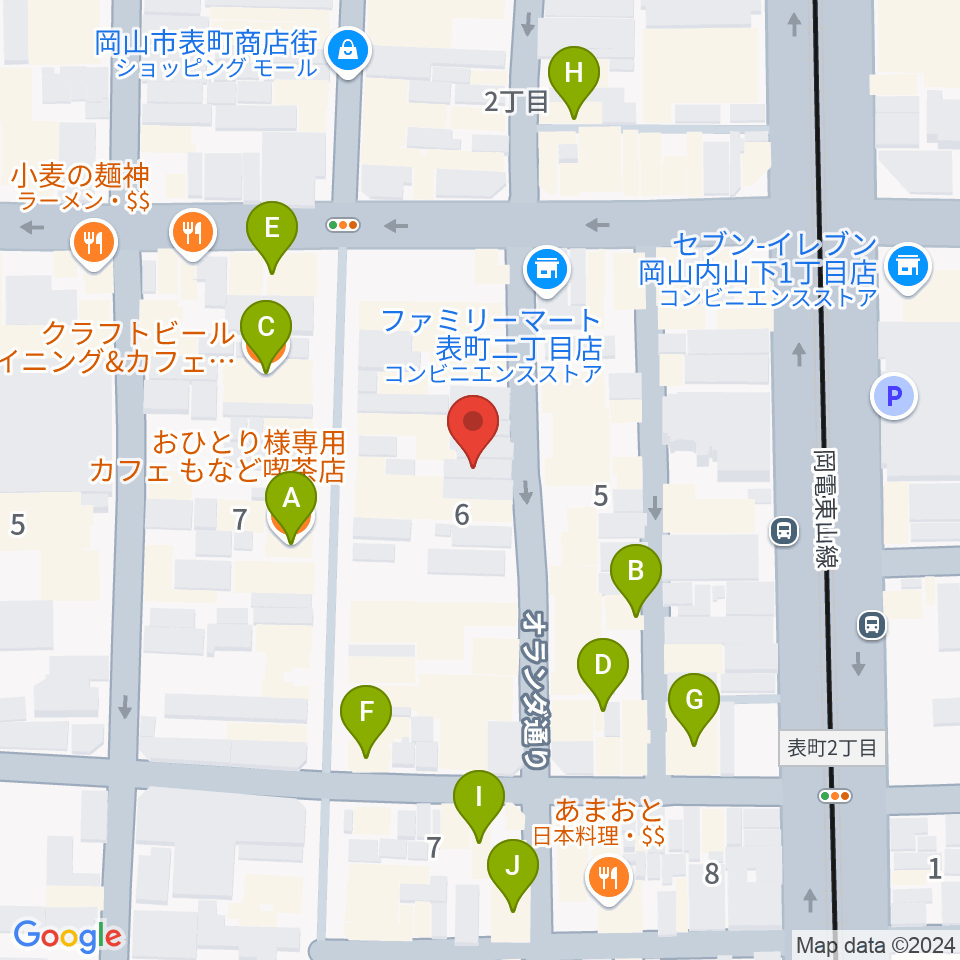 長谷川楽器ウインドパサージュ周辺のカフェ一覧地図