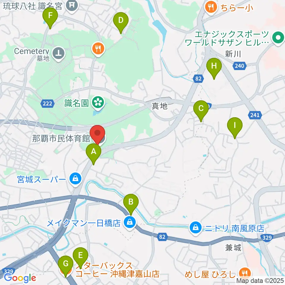 那覇市民体育館周辺のカフェ一覧地図
