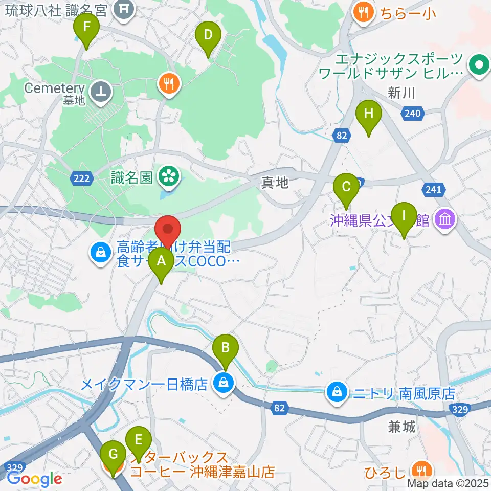 那覇市民体育館周辺のカフェ一覧地図