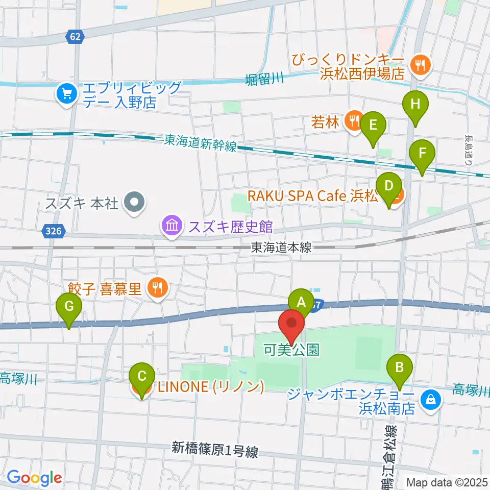 可美公園総合センター周辺のカフェ一覧地図