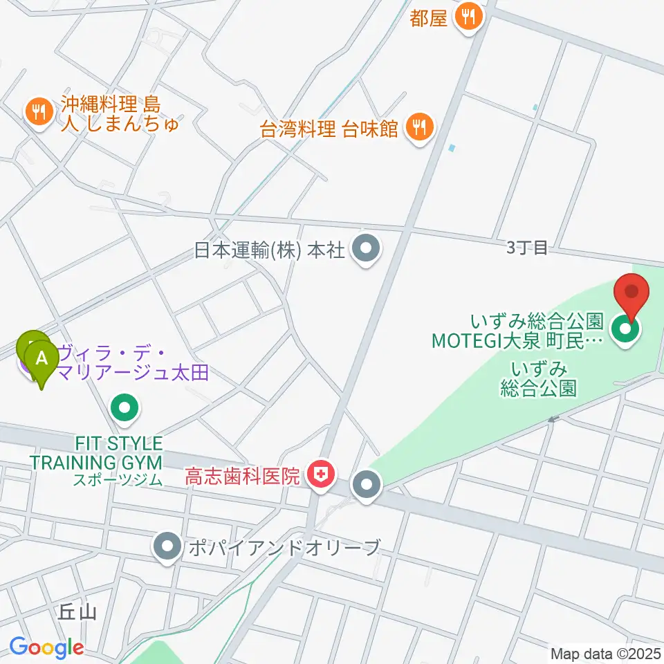 いずみ総合公園MOTEGI大泉町民体育館周辺のカフェ一覧地図