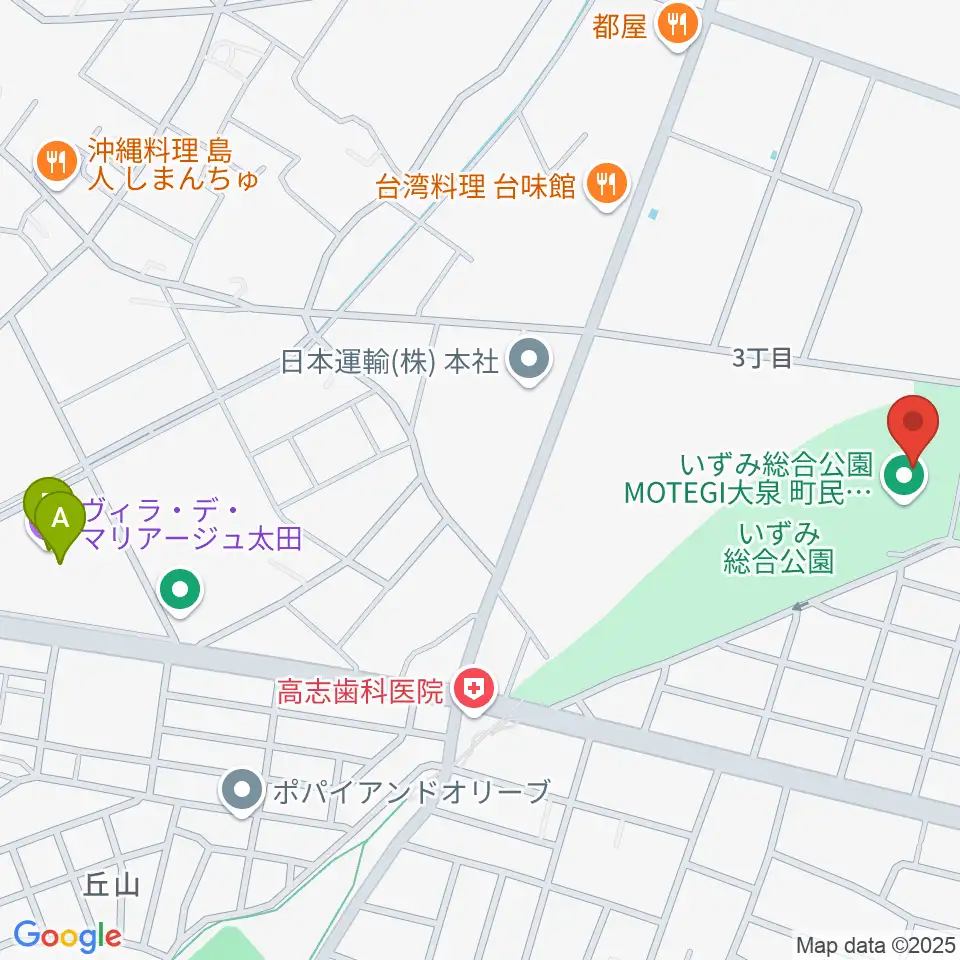 いずみ総合公園MOTEGI大泉町民体育館周辺のカフェ一覧地図