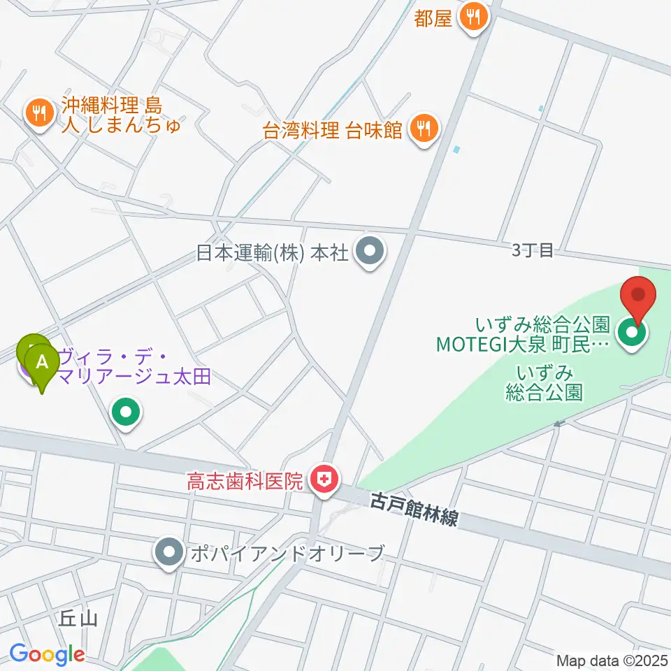 いずみ総合公園MOTEGI大泉町民体育館周辺のカフェ一覧地図