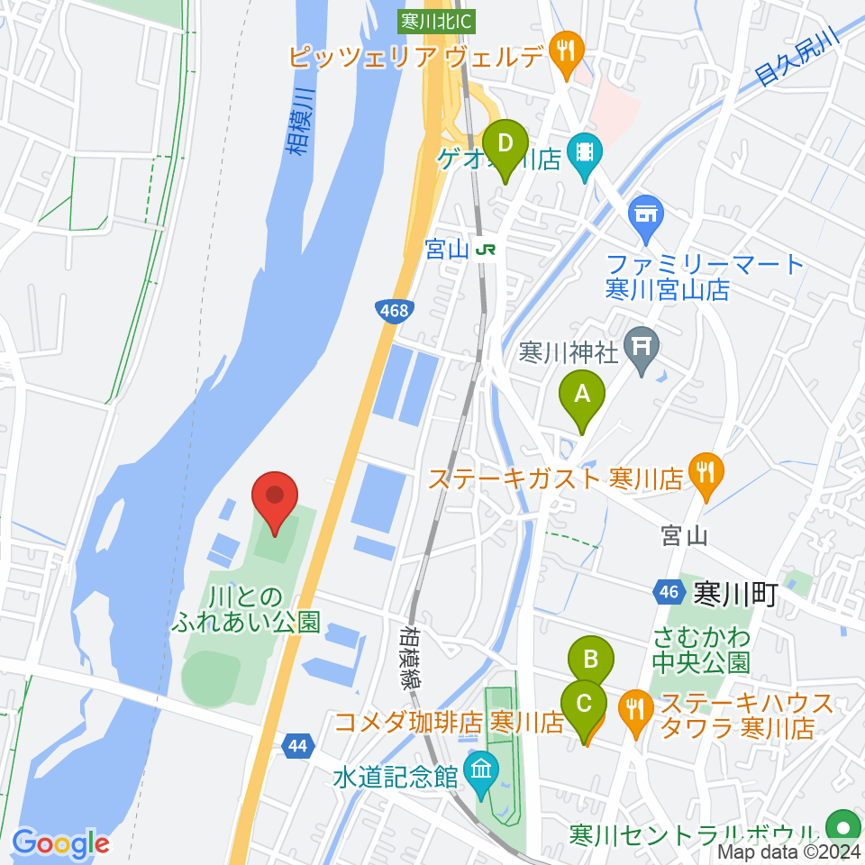 川とのふれあい公園サッカー場周辺のカフェ一覧地図