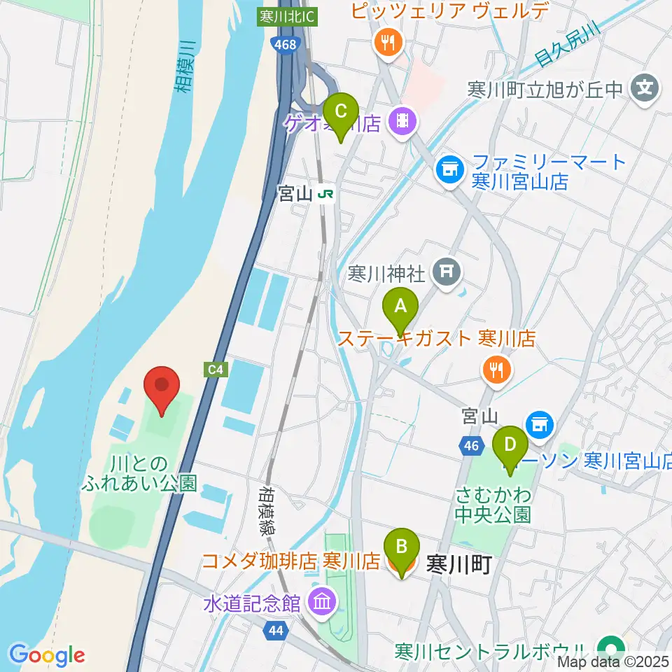 川とのふれあい公園サッカー場周辺のカフェ一覧地図