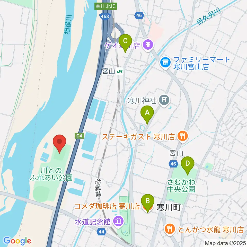 川とのふれあい公園サッカー場周辺のカフェ一覧地図