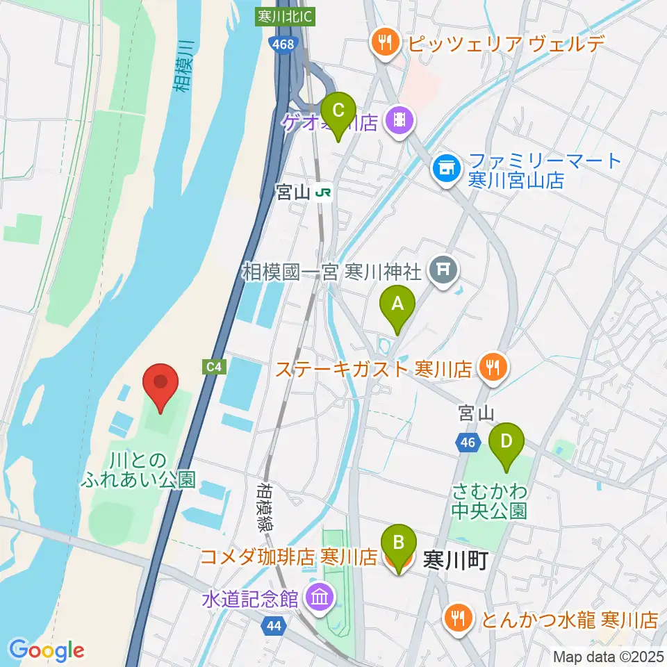 川とのふれあい公園サッカー場周辺のカフェ一覧地図