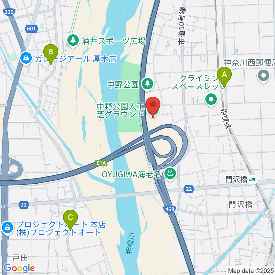 中野公園人工芝グラウンド周辺のカフェ一覧地図