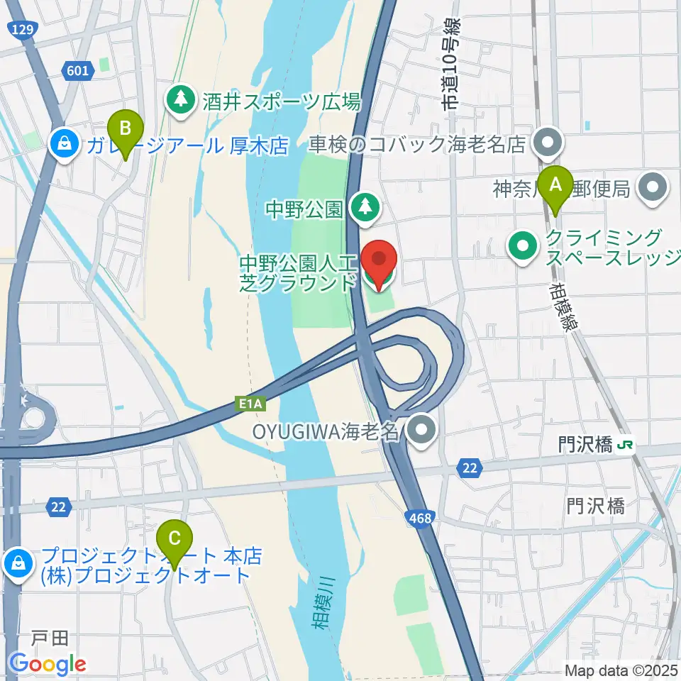 中野公園人工芝グラウンド周辺のカフェ一覧地図