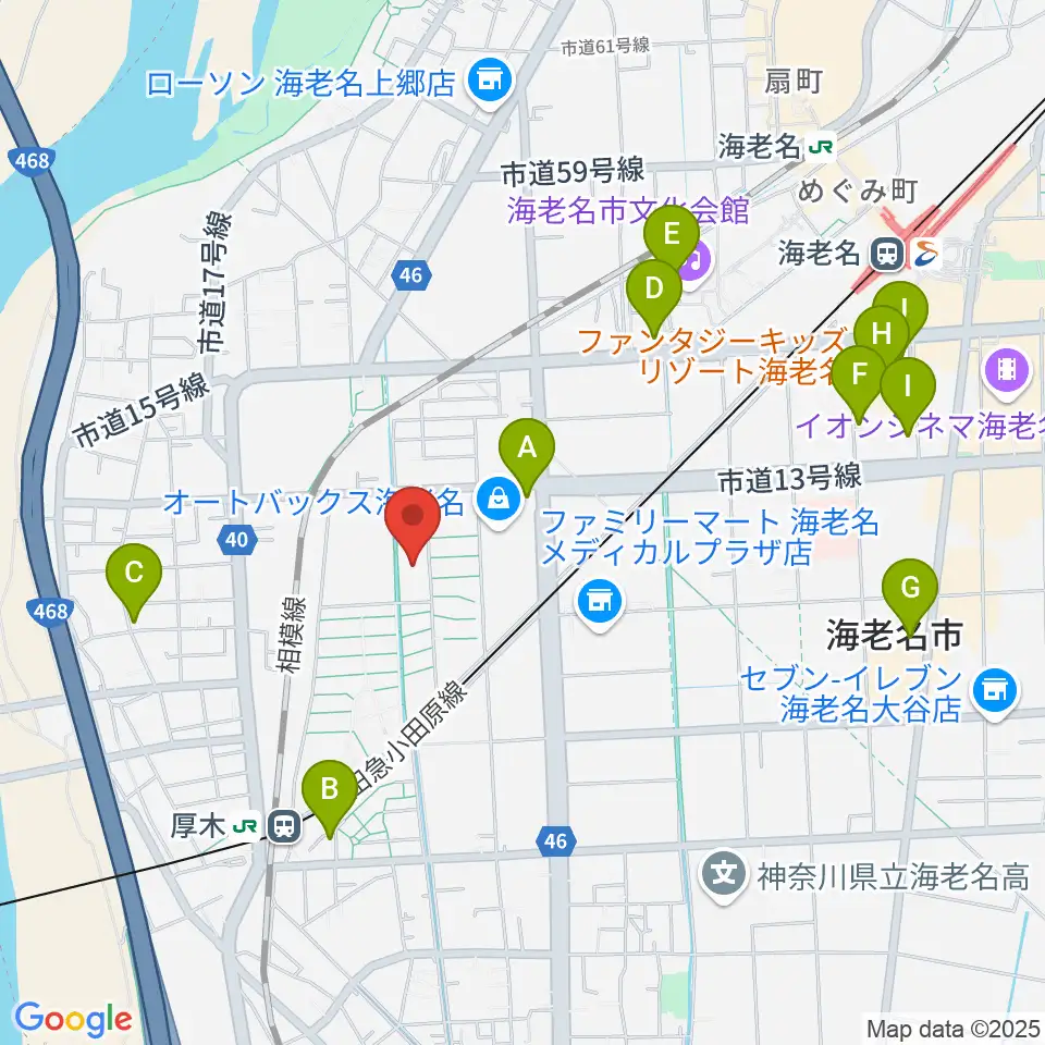 えびな市民活動センタービナレッジ周辺のカフェ一覧地図