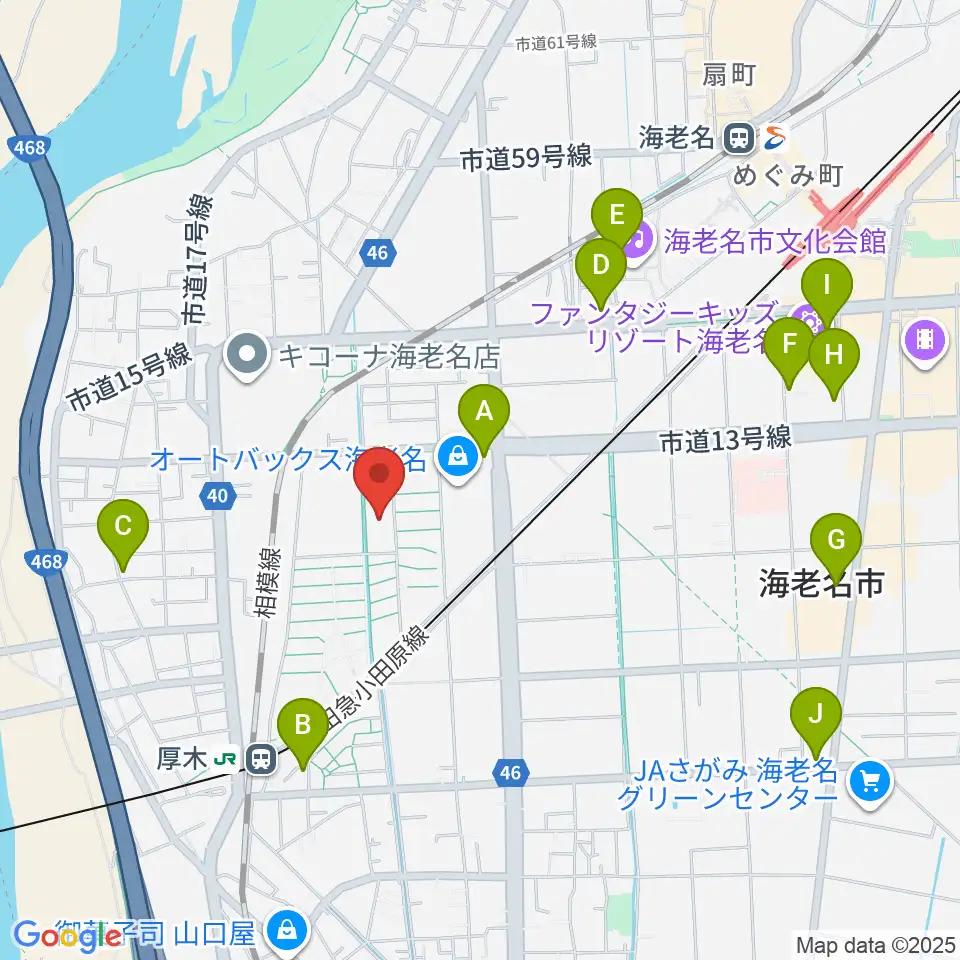えびな市民活動センタービナレッジ周辺のカフェ一覧地図