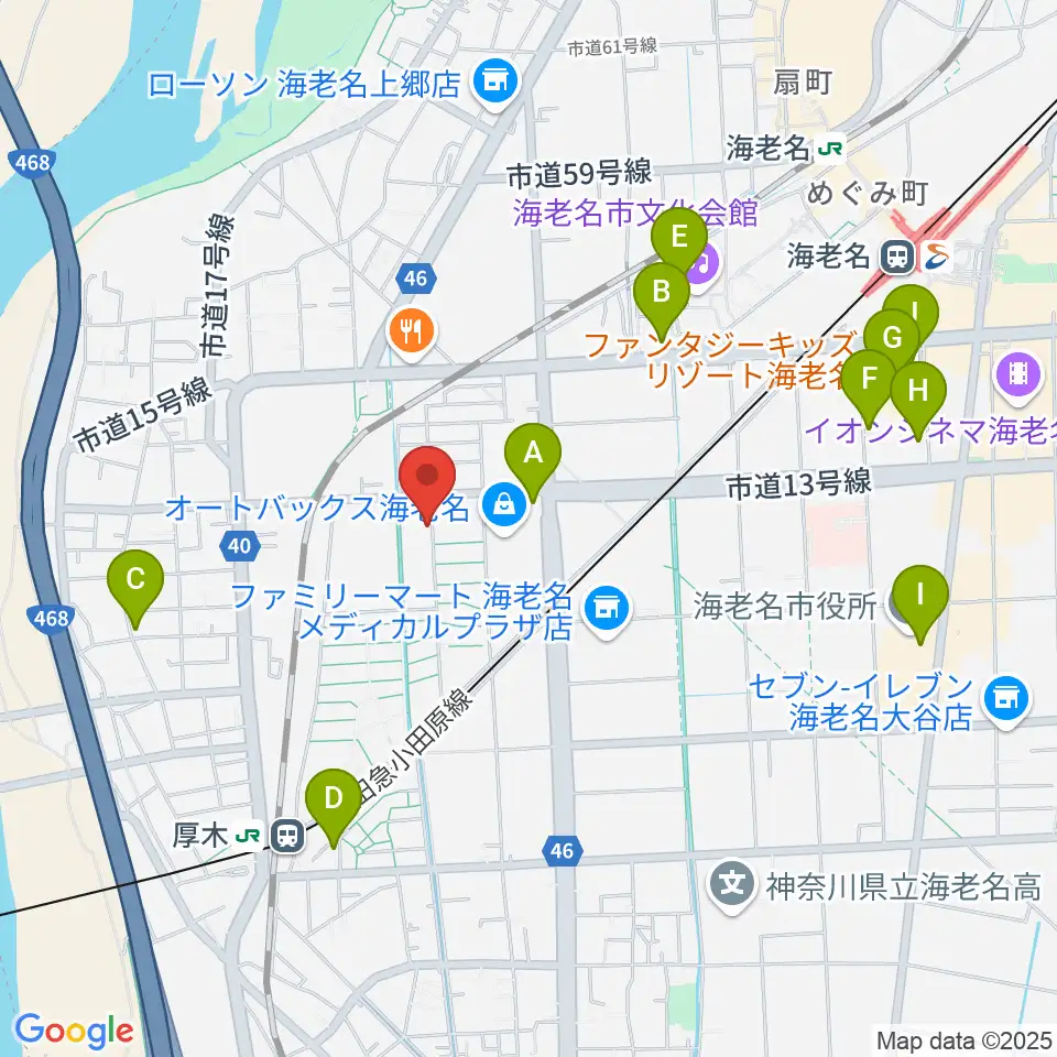 えびな市民活動センタービナスポ周辺のカフェ一覧地図