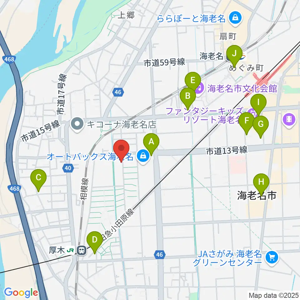 えびな市民活動センタービナスポ周辺のカフェ一覧地図