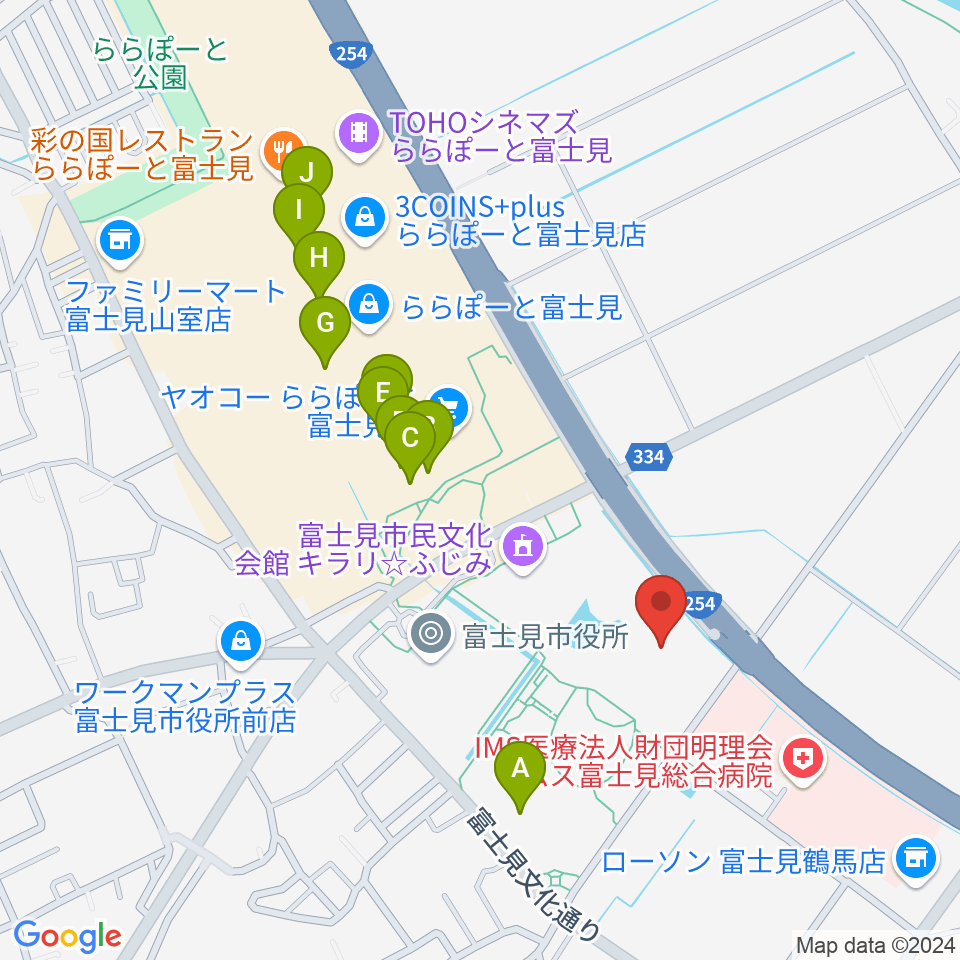 富士見市立市民総合体育館周辺のカフェ一覧地図