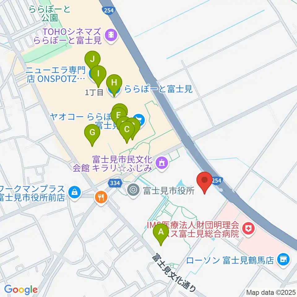 富士見市立市民総合体育館周辺のカフェ一覧地図