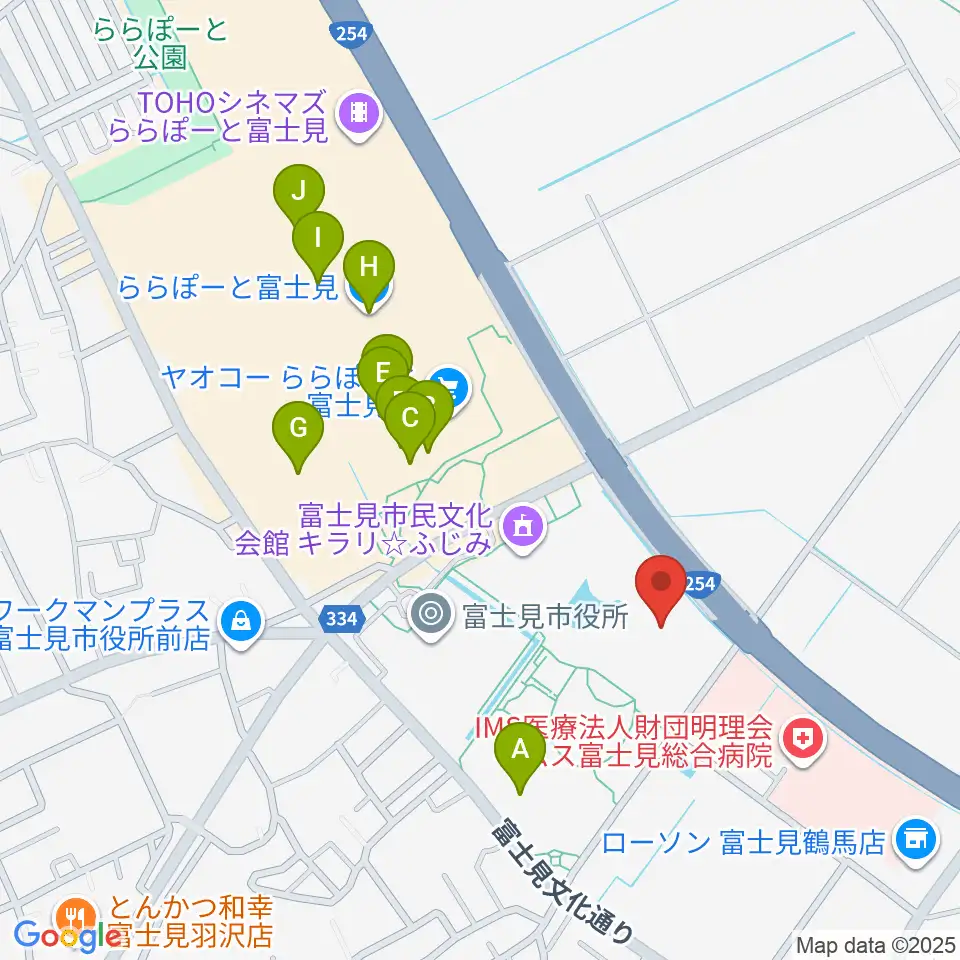 富士見市立市民総合体育館周辺のカフェ一覧地図