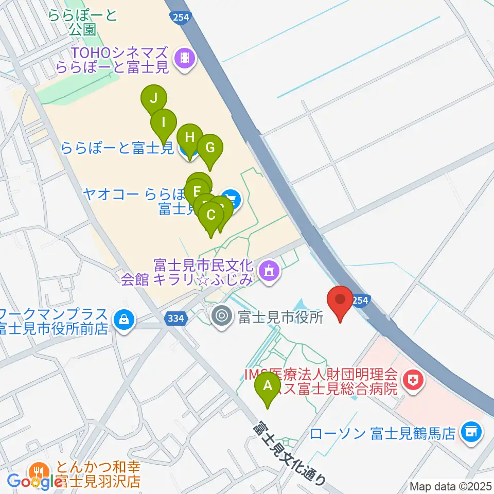 富士見市立市民総合体育館周辺のカフェ一覧地図