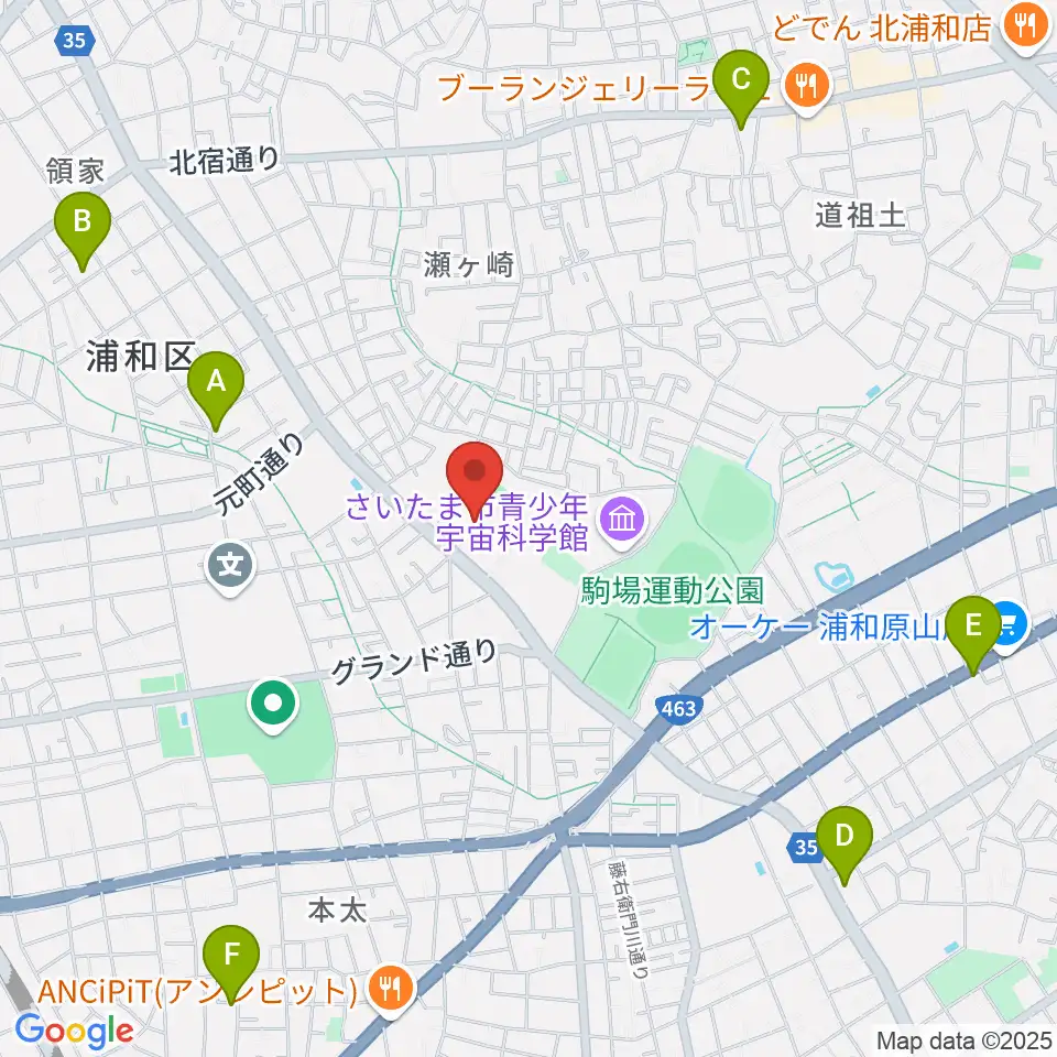 浦和駒場体育館周辺のカフェ一覧地図