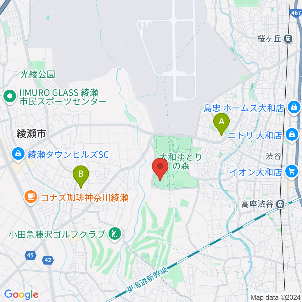 綾瀬スポーツ公園野球場周辺のカフェ一覧地図