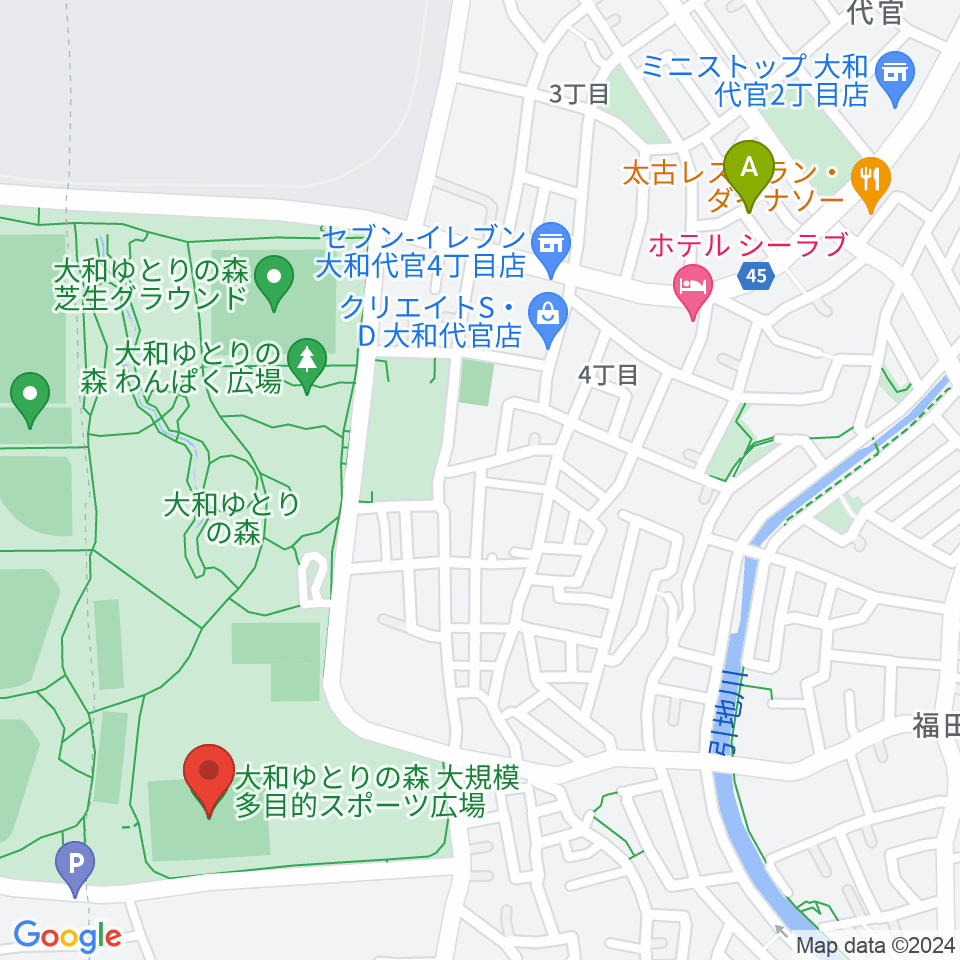 大和ゆとりの森多目的スポーツ広場周辺のカフェ一覧地図