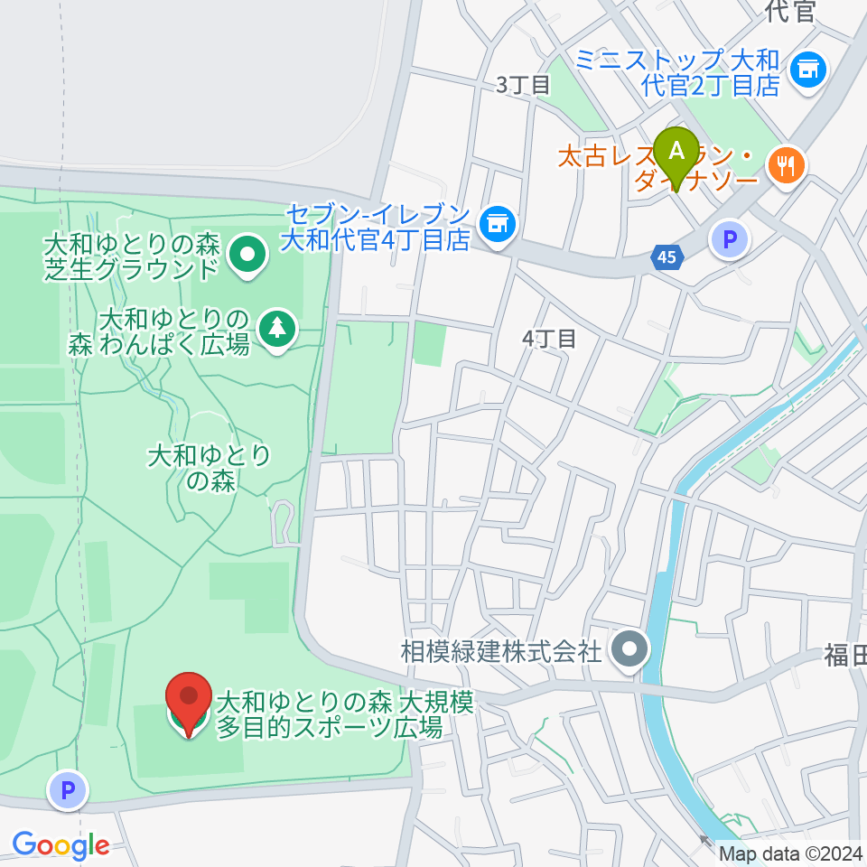 大和ゆとりの森多目的スポーツ広場周辺のカフェ一覧地図