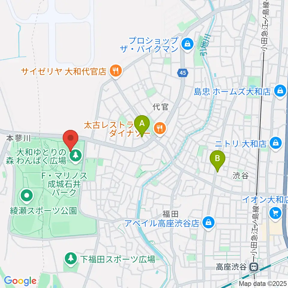 F・マリノス 成城石井パーク芝生グラウンド周辺のカフェ一覧地図