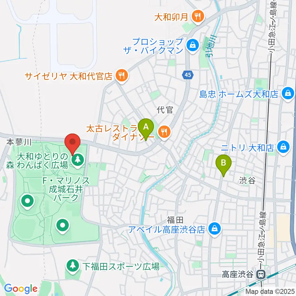 F・マリノス 成城石井パーク芝生グラウンド周辺のカフェ一覧地図