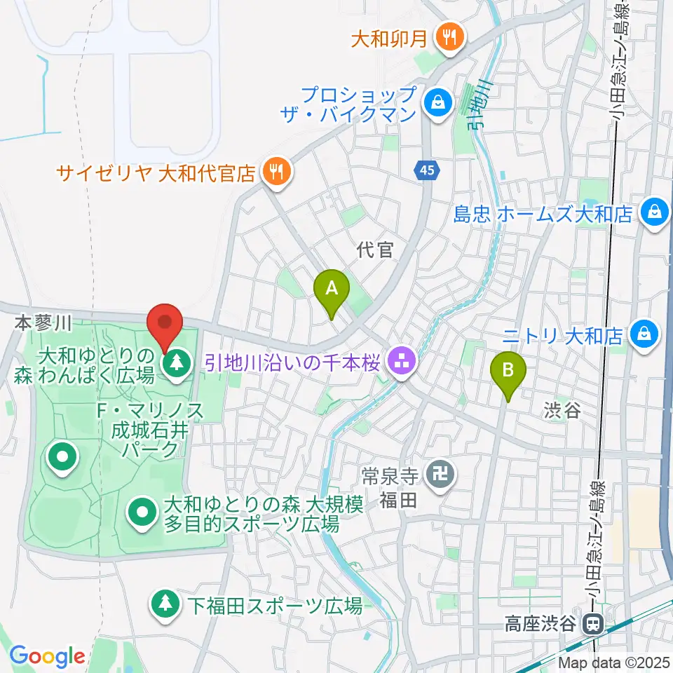 F・マリノス 成城石井パーク芝生グラウンド周辺のカフェ一覧地図