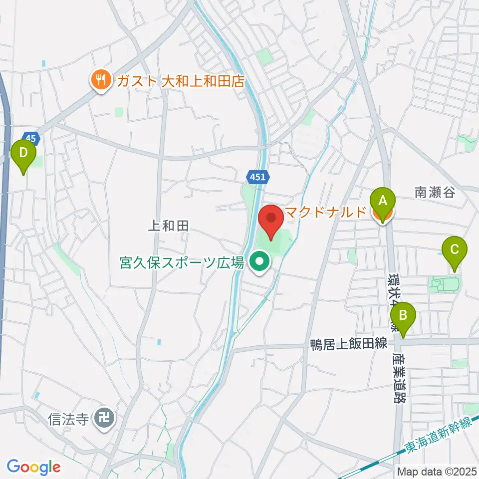 宮久保野球場周辺のカフェ一覧地図