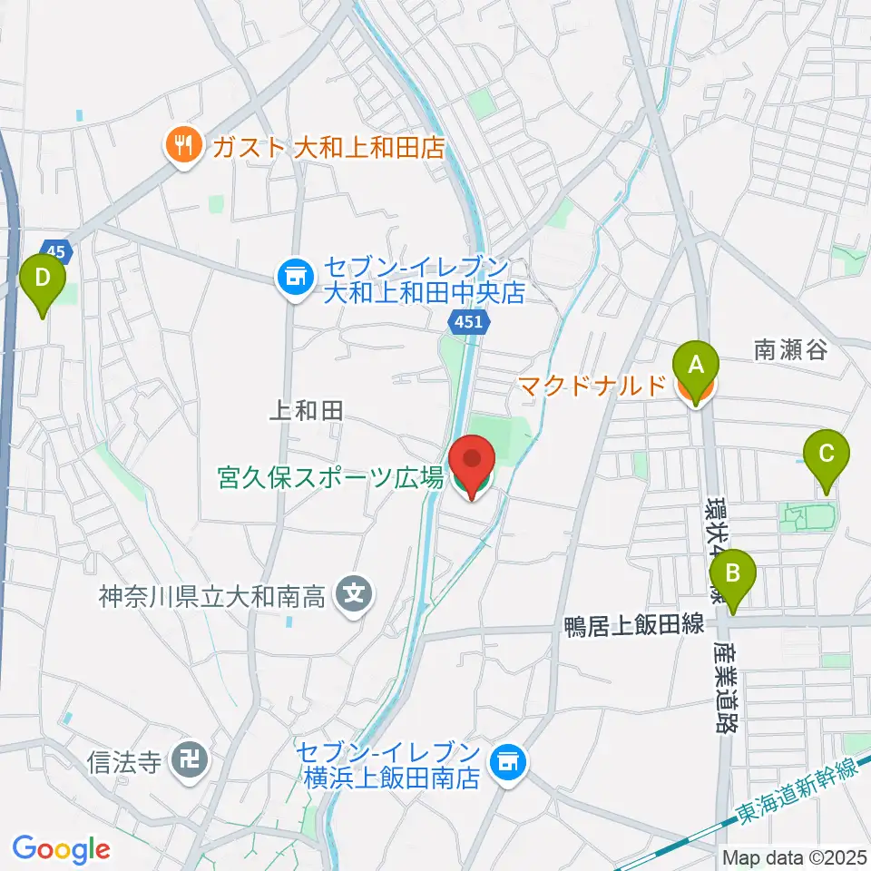 宮久保スポーツ広場周辺のカフェ一覧地図