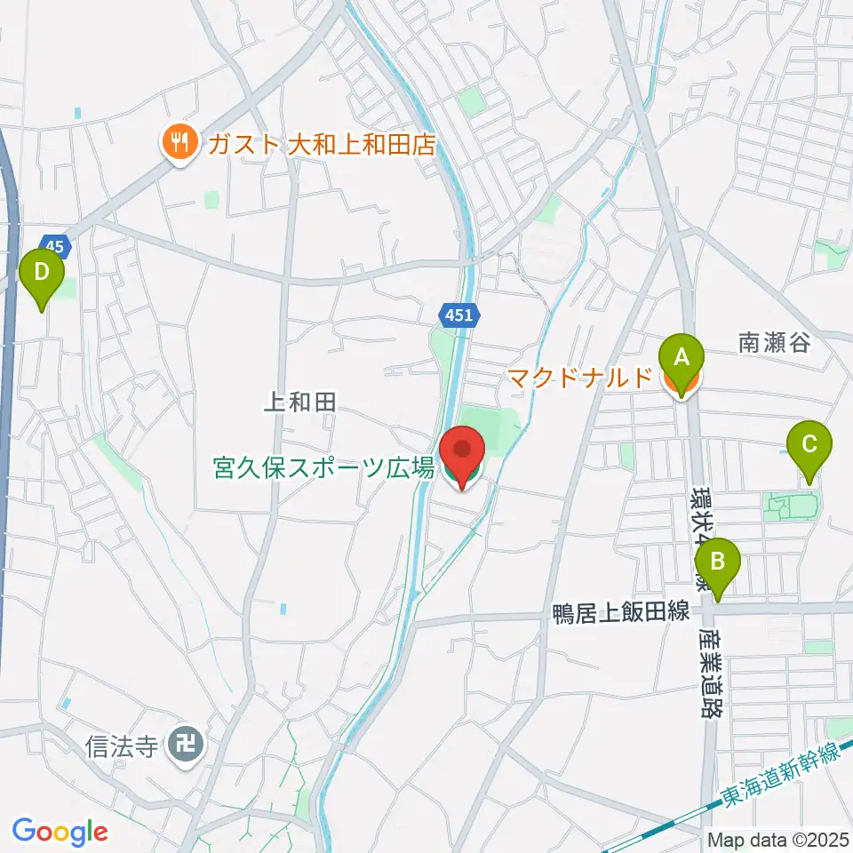 宮久保スポーツ広場周辺のカフェ一覧地図